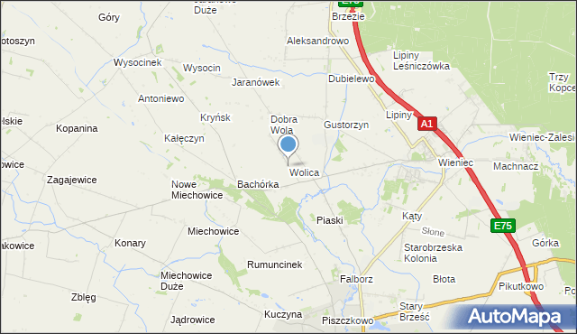 mapa Wolica, Wolica gmina Brześć Kujawski na mapie Targeo